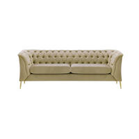 2,5-SITZER-SOFA Chesterfield Modern-Velluto 3 - Beige, Holz/Textil (209/74/80cm)