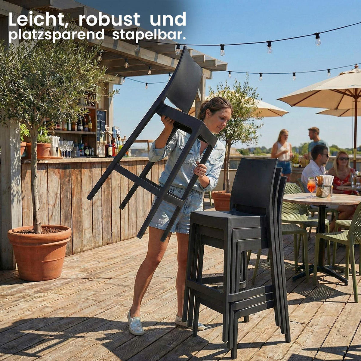 BARHOCKER Kunststoff Schwarz - Schwarz, Kunststoff (41/106/52cm) - CLP