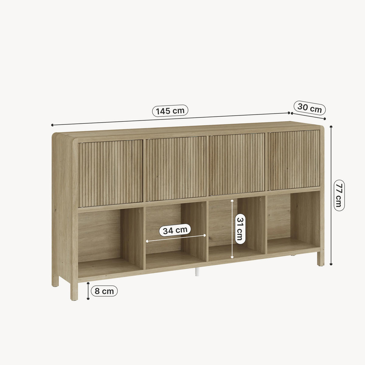 KOMODA Lukkodso - barva starého dubu, kompozitní dřevo (145/76.5/30cm) - [en.casa]