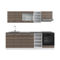 KÜCHENZEILE R-Line Edelgrau/Weiß 240 cm , AP Anthrazit - Braun/Grau, Holzwerkstoff (240/206.8/60cm) - Vicco