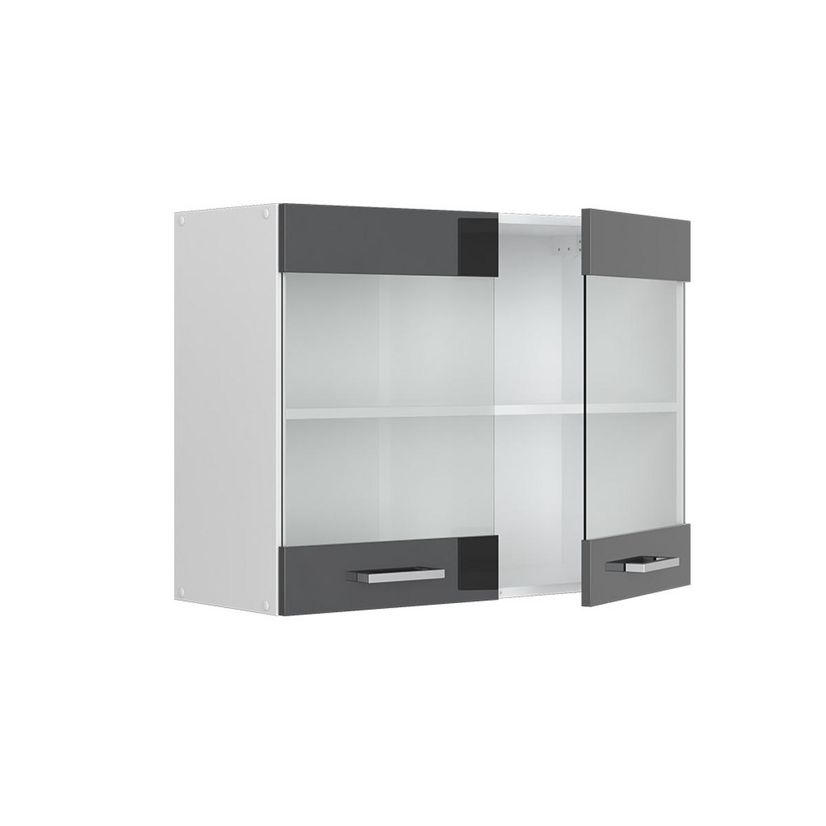 KÜCHENGLASSCHRANK R-Line Anthrazit Hochglanz 80 cm - Schwarz Hochglanz/Anthrazit, Holzwerkstoff (80/60/31cm) - Vicco