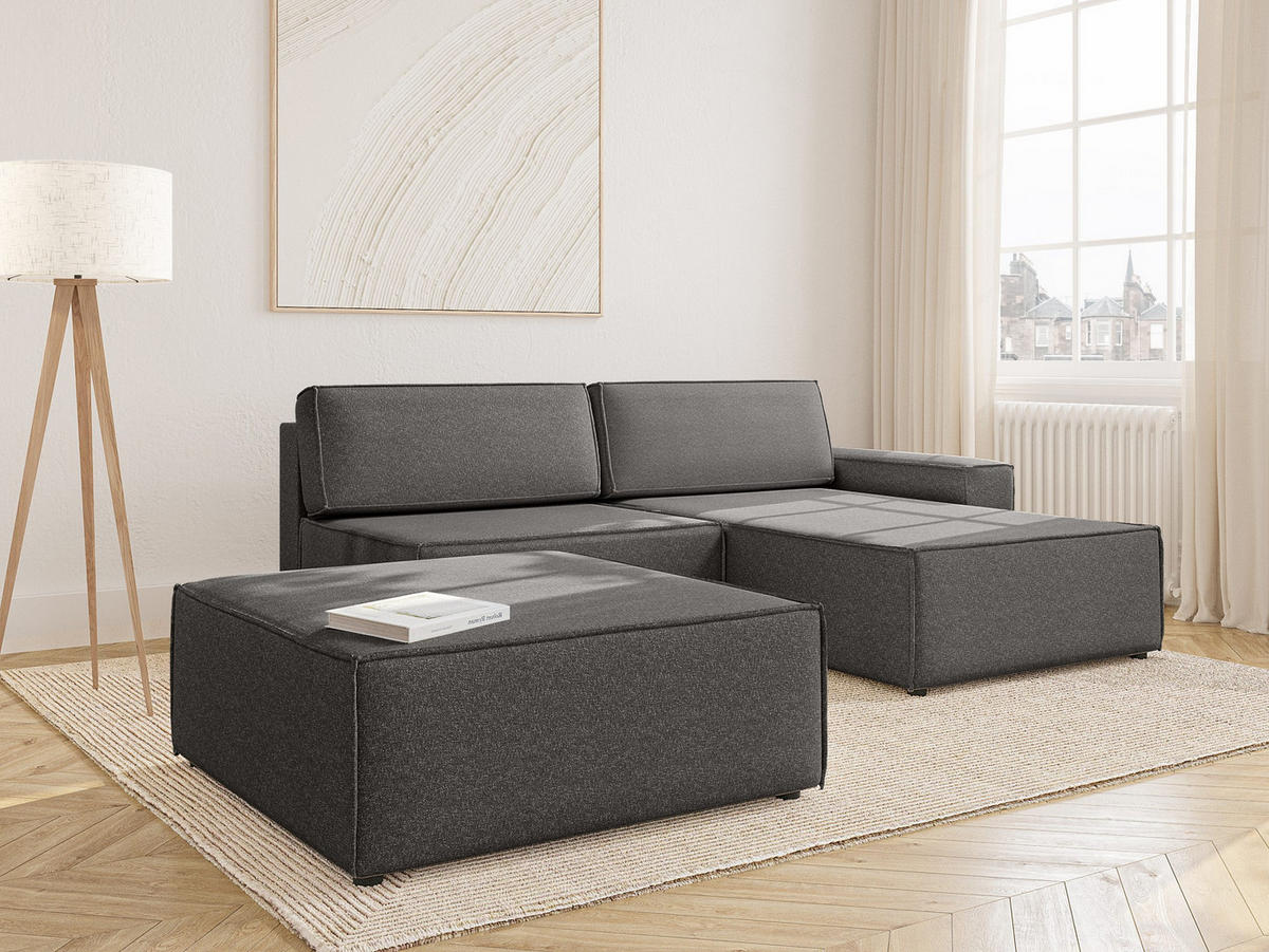 ECKSOFA Lummo Re mit Schlaffunktion, Graphit - Graphitfarben, Textil (323/185cm) - Fedve