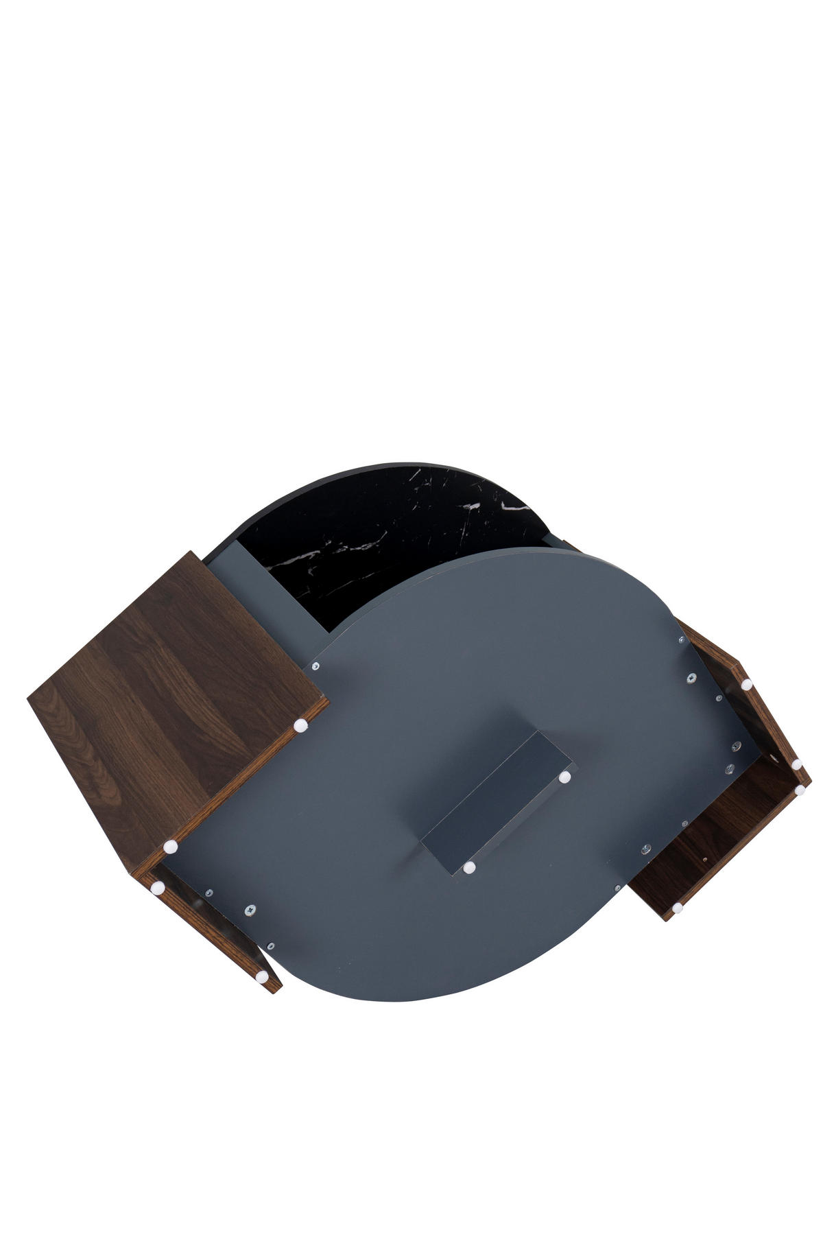 COUCHTISCH DE-071 Marmor/Walnuss Schwarz/Holz - Schwarz, Holzwerkstoff (63/97/40cm) - ComfortXL