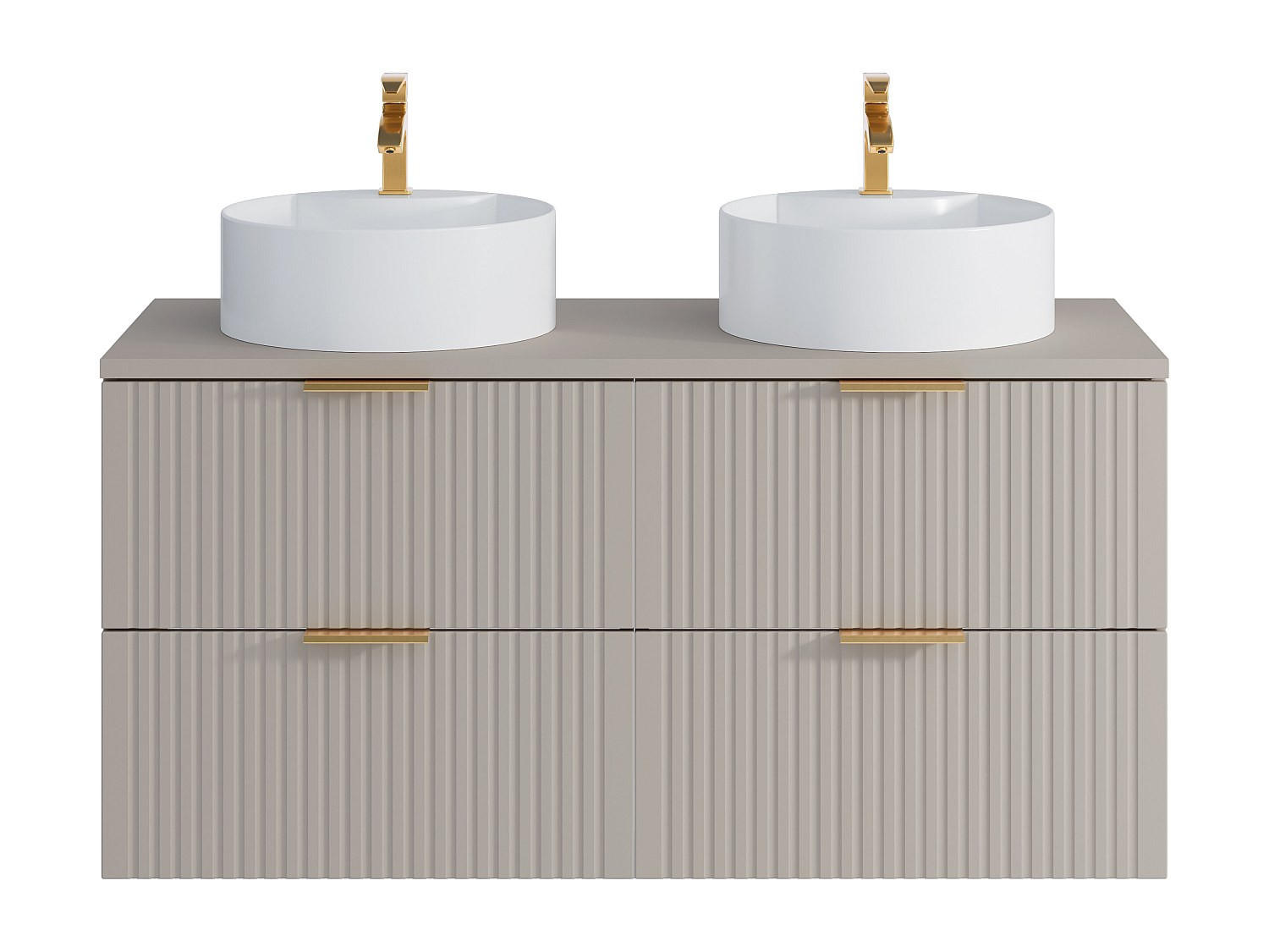 DOPPELWASCHTISCH - 120 cm x 46 cm - Holz, Platte - Beige - ZEVARA - Beige, Holz (120/57/46cm) - Vente-Unique