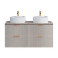 DOPPELWASCHTISCH - 120 cm x 46 cm - Holz, Platte - Beige - ZEVARA - Beige, Holz (120/57/46cm) - Vente-Unique