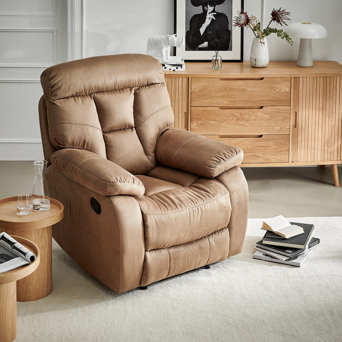 FERNSEHSESSEL - manuell Verstellbar - Schwarz/Braun, Kunststoff/Textil (99/110/103cm) - home24