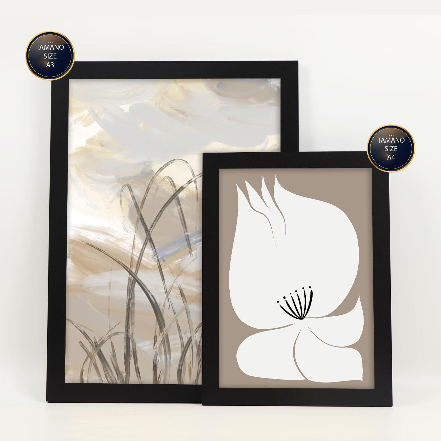 POSTER Set Mit 6 Latente Natur In Kulissen Abstracts Ästhetische Dekorative Gemälde Für Ihr Wohnzimmer, Schlafzimmer, Zuhause A3 & A4 Schwarzer Rahmen - Schwarz, Papier (29/3cm) - Nacnic