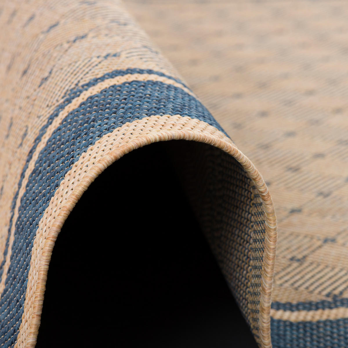 MODERN FLACHGEWEBE RUGGY KARO BORDÜRE - Blau, Textil (120/170cm) - Pergamon