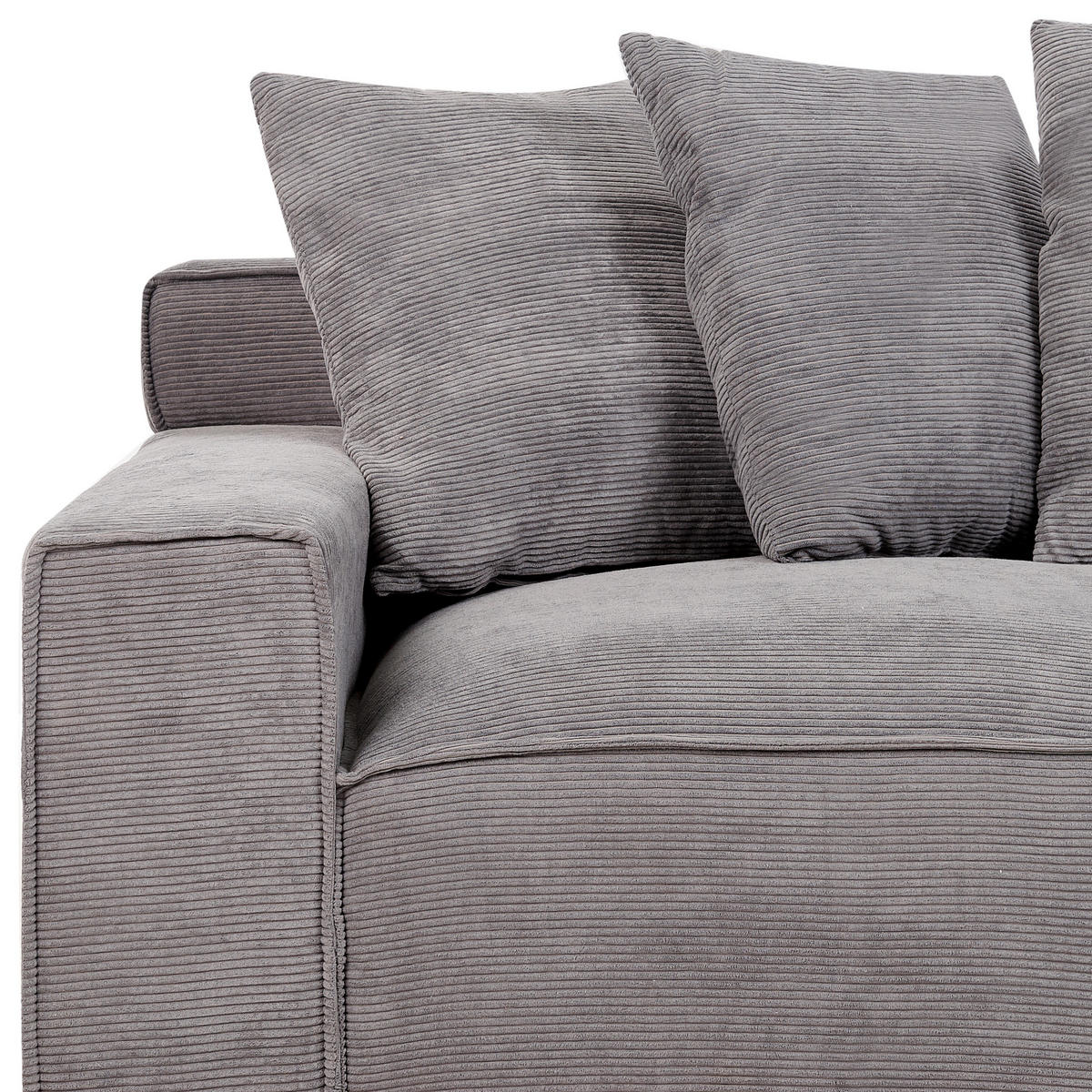 3-SITZER-SOFA Cord Dunkelgrau Viskan - Dunkelgrau, Textil (200/62/74cm) - Beliani