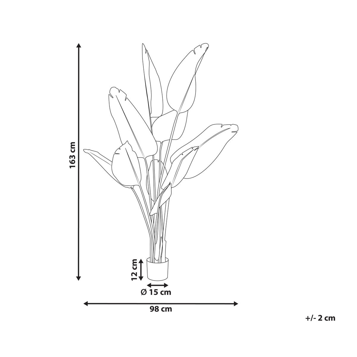 KUNSTPFLANZE im Blumentopf 163 cm Grün Banana Tree - Rot/Schwarz, Kunststoff (163cm) - Beliani
