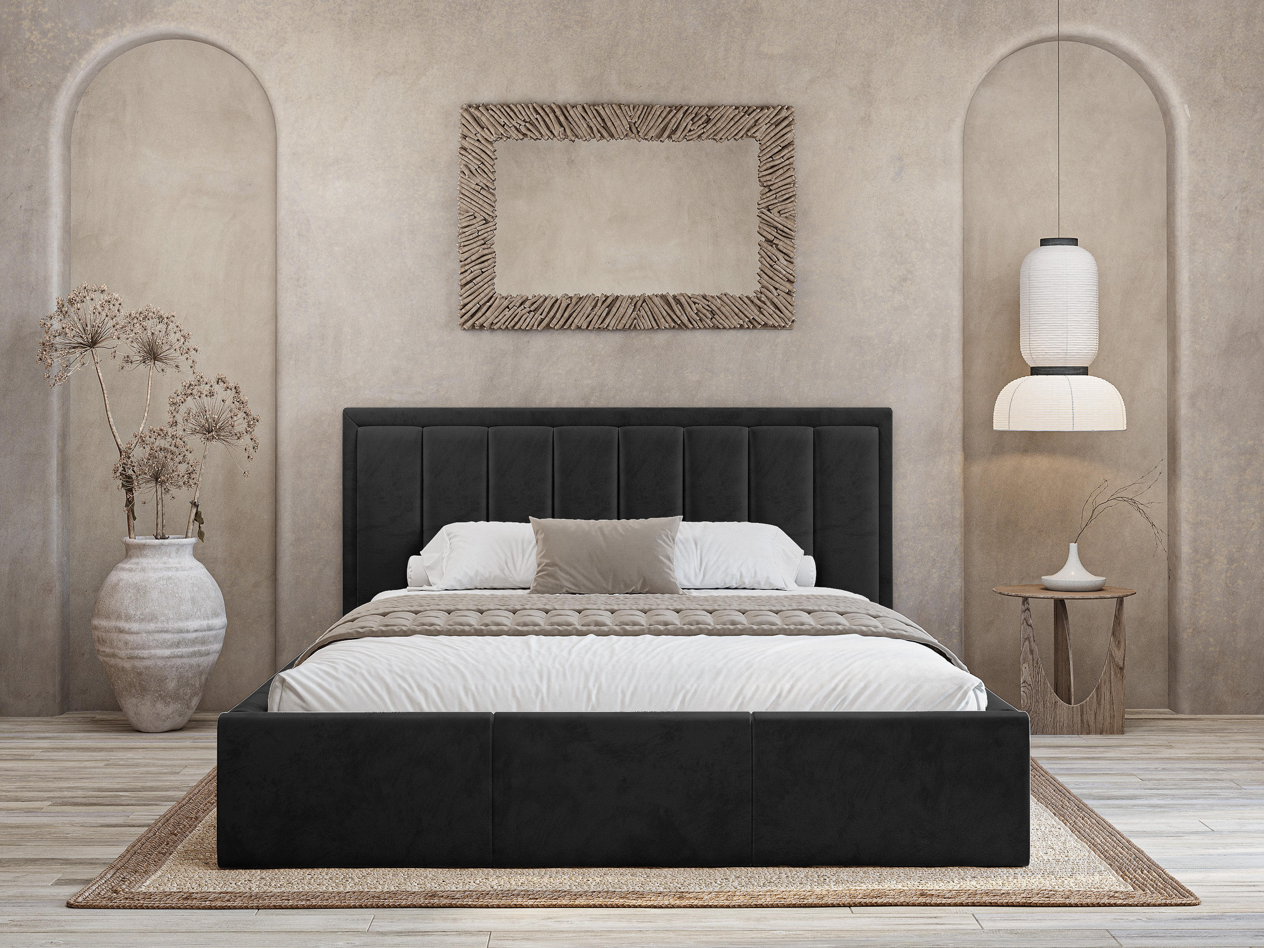 POLSTERBETT Sitia 160x200 cm, Schwarz - Schwarz, Textil (160/200cm) - Fedve