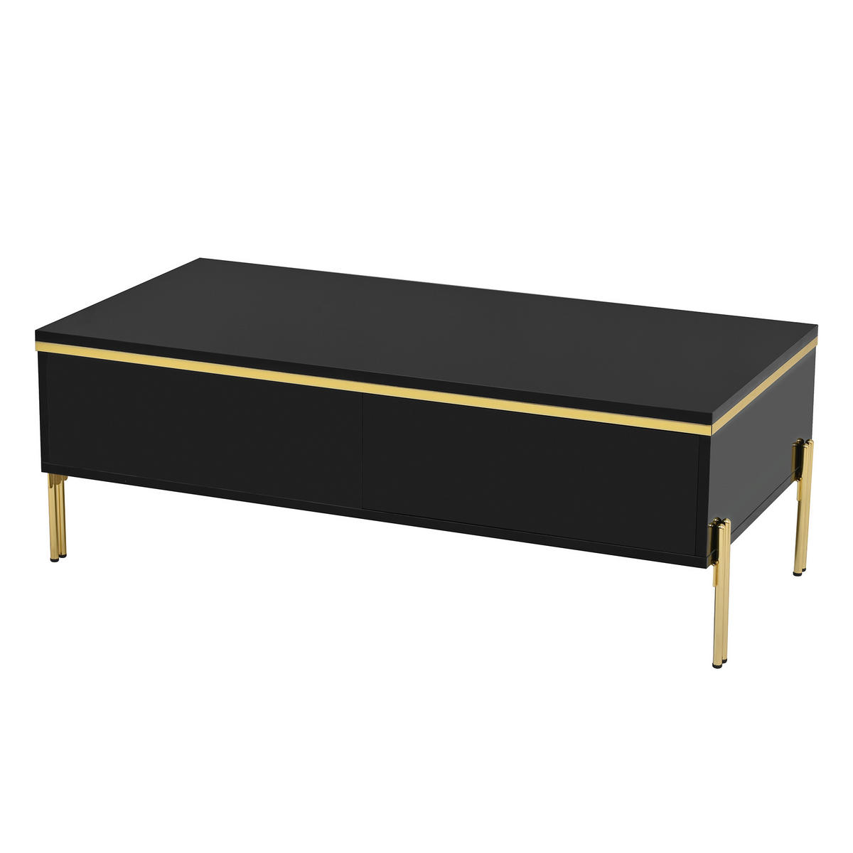 TV-SCHRANK & COUCHTISCH Schwarz 170/38/50 + 100/50/36 cm Hochglanz mit Stauraum - Schwarz, Karton (38/50/170cm) - PANGIVO