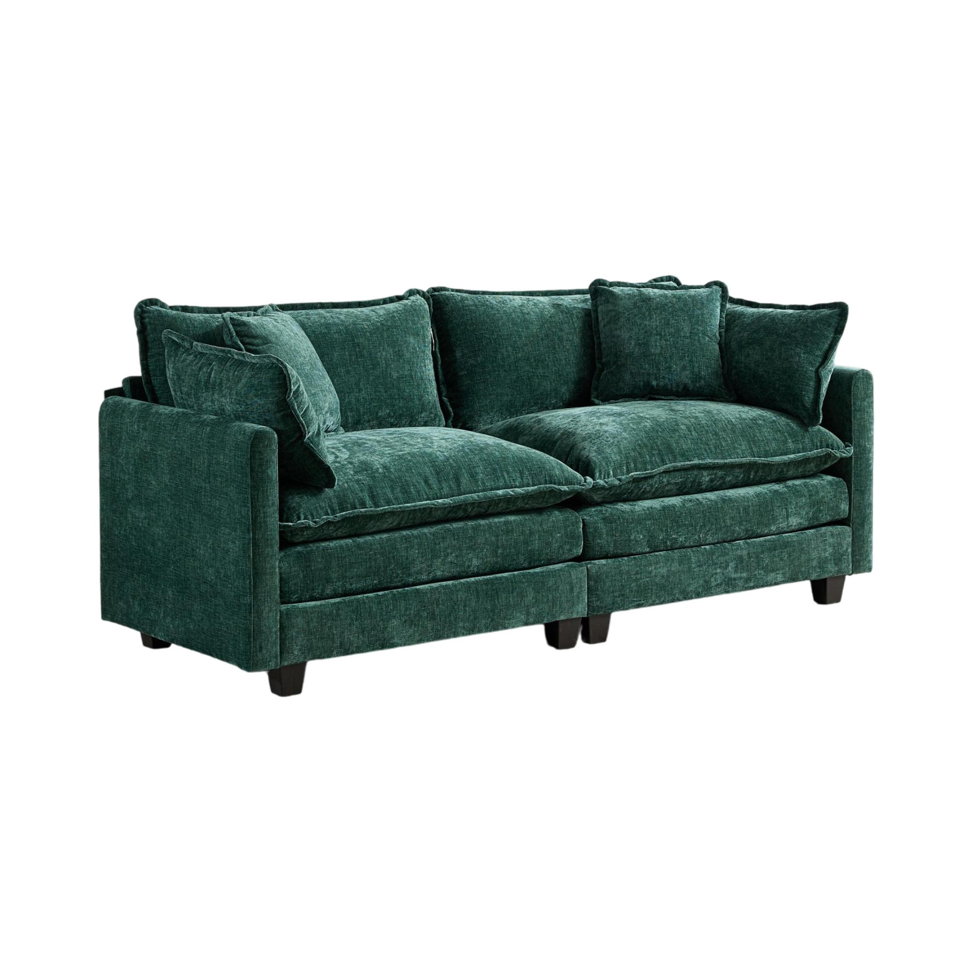 SOFA modular Chenille Green - Grün, Holz (75/84/195cm) - Meubliv