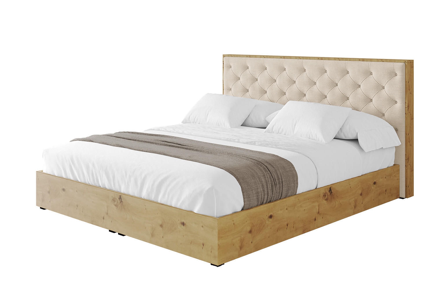 POLSTERBETT mit Bettkasten und Lattenrost, Bett mit Matratze H3/H4 - ENZO3 200x200 Beige - Creme, Holzwerkstoff/Textil (200/200cm) - ALTDECOR