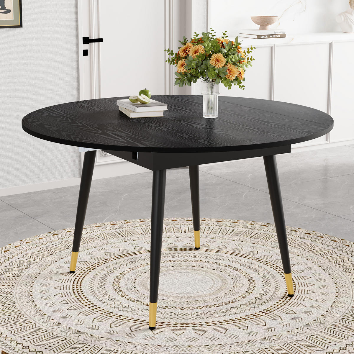 ESSTISCH ausziehbar rund/oval DE-40082 Schwarz - Schwarz, Holzwerkstoff (85/135/77cm) - ComfortXL