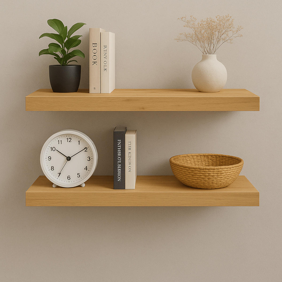 WANDREGAL Holzoptik Erlefarben 2er Set 60x20x4 cm - Erlefarben, Holzwerkstoff/Metall (20/3.8/60cm) - Begryf