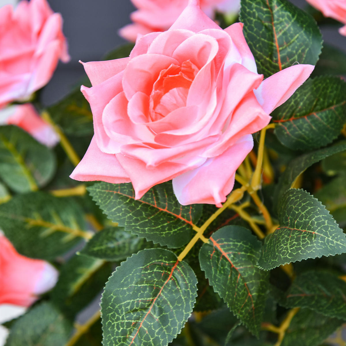 KÜNSTLICHE Rosenpflanzen groß 90 cm Kunstpflanze Rosenbaum für Wohnzimmer - Rosa, Kunststoff (90cm) - Outsunny