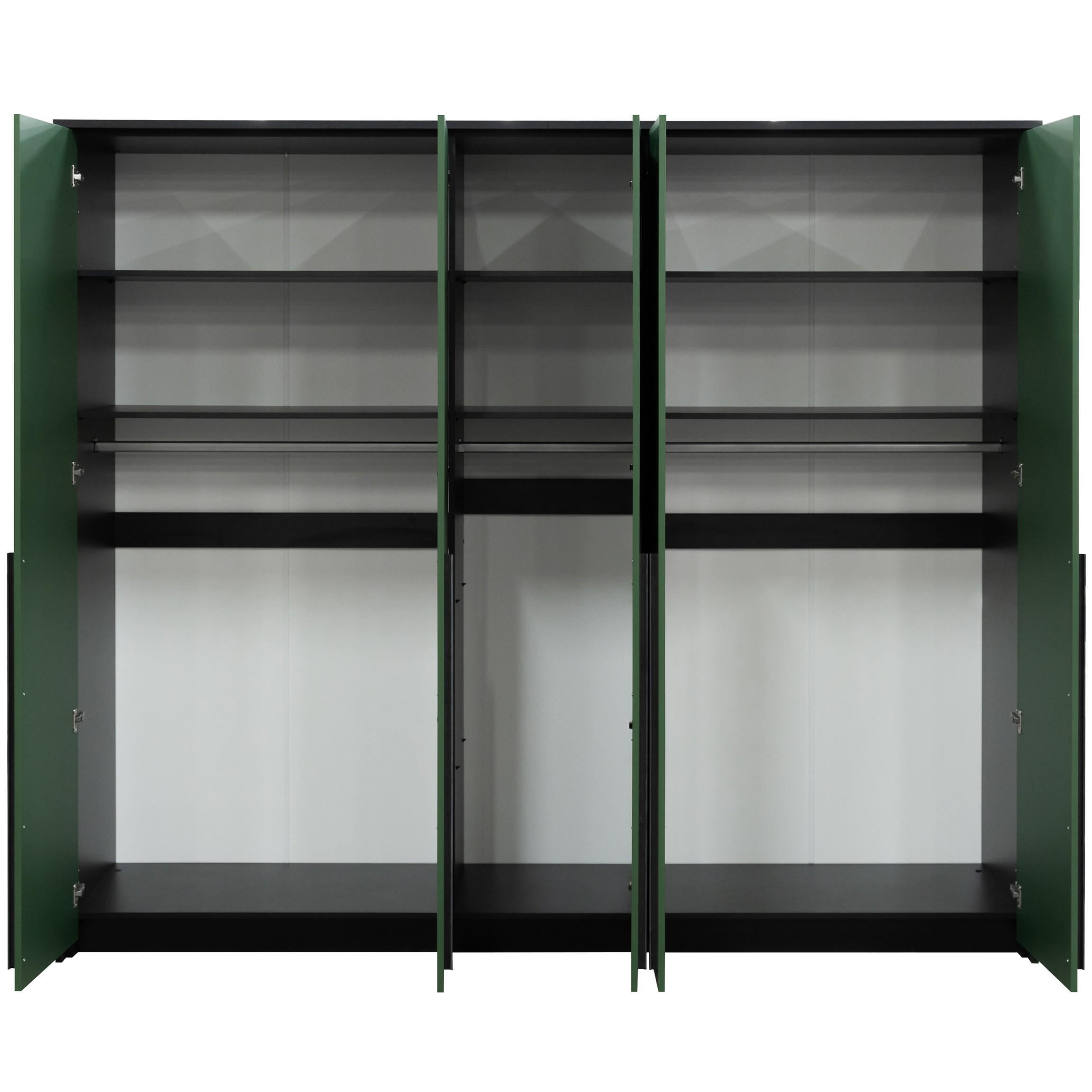 KLEIDERSCHRANK GENUA 255 cm - Weiß mit Silbernen Griffen - Weiß, Holzwerkstoff (255/217/65cm) - Bettso