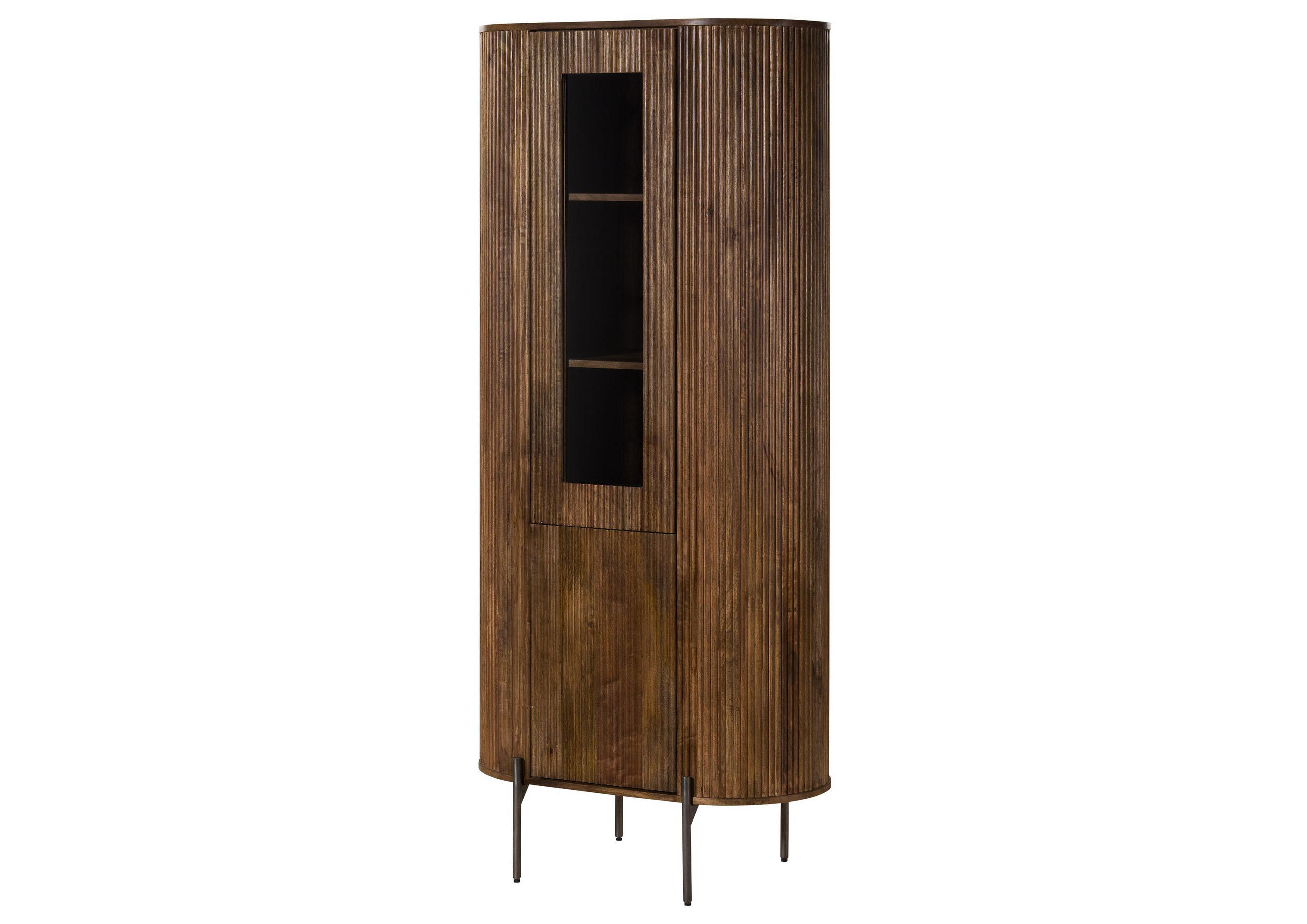 VITRINE Mango 80x45x180 braun lackiert BARCELONA #244 - Braun, Holz (80/180/45cm) - Massivmoebel24