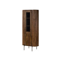 VITRINE Mango 80x45x180 braun lackiert BARCELONA #244 - Braun, Holz (80/180/45cm) - Massivmoebel24