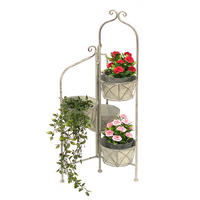 BLUMENTREPPE mit 4 Töpfen Metall Weiß Grau 100 cm 96128 - Grau, Metall (42/100/35cm) - DanDiBo
