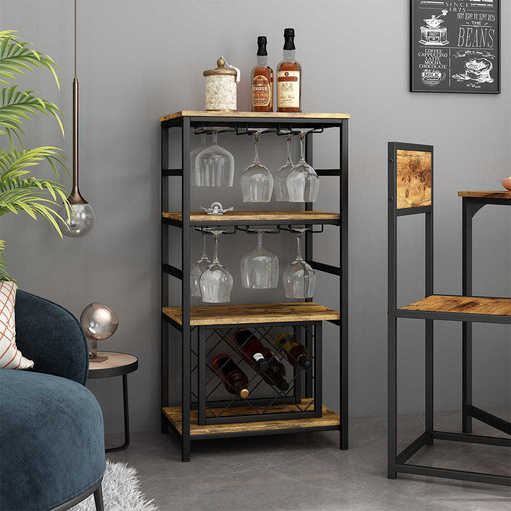 WEINREGAL Vela Eiche rustikal 50 x 100 cm mit Glashalter - Wildeiche, Holzwerkstoff (50/100/35cm) - Vicco