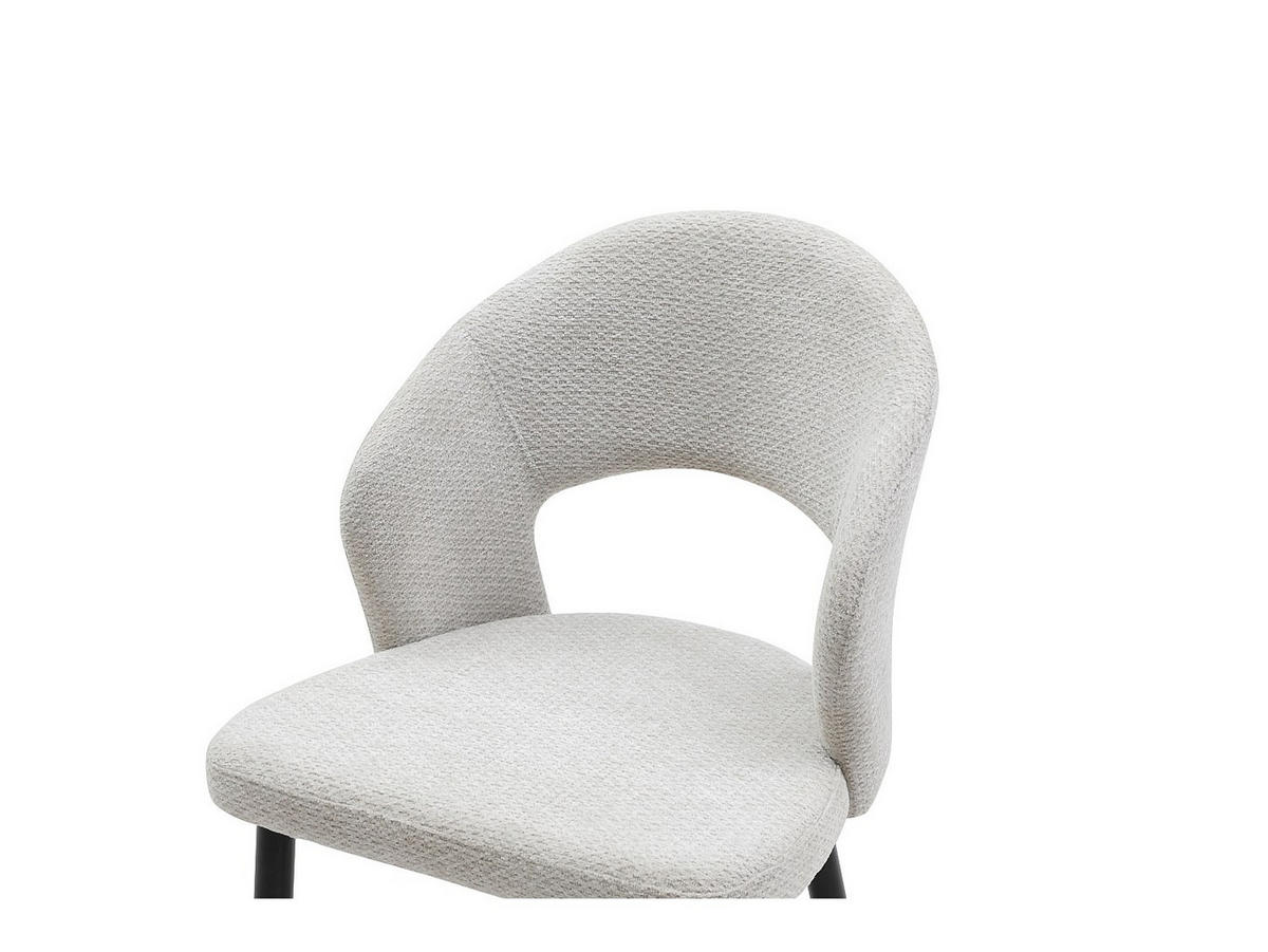 STUHL 2er-Set - Stoff & schwarzes Metall - Grau - NIYAMA - Hellgrau, Textil (56/81/50cm) - Vente-Unique