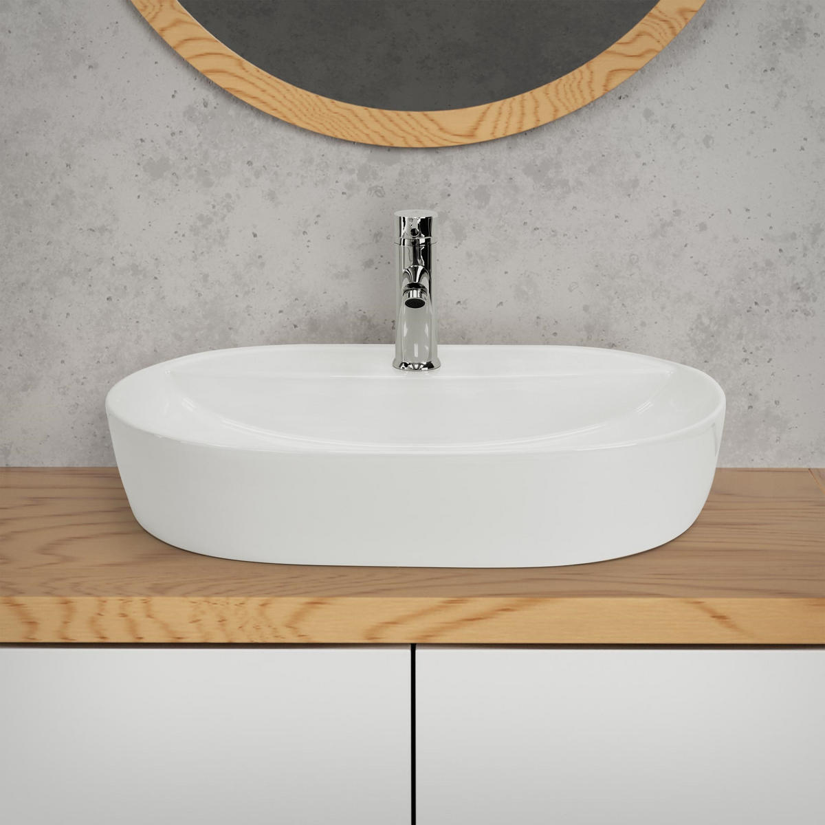WASCHBECKEN - Weiß, Keramik (40/12/60cm) - ML-DESIGN