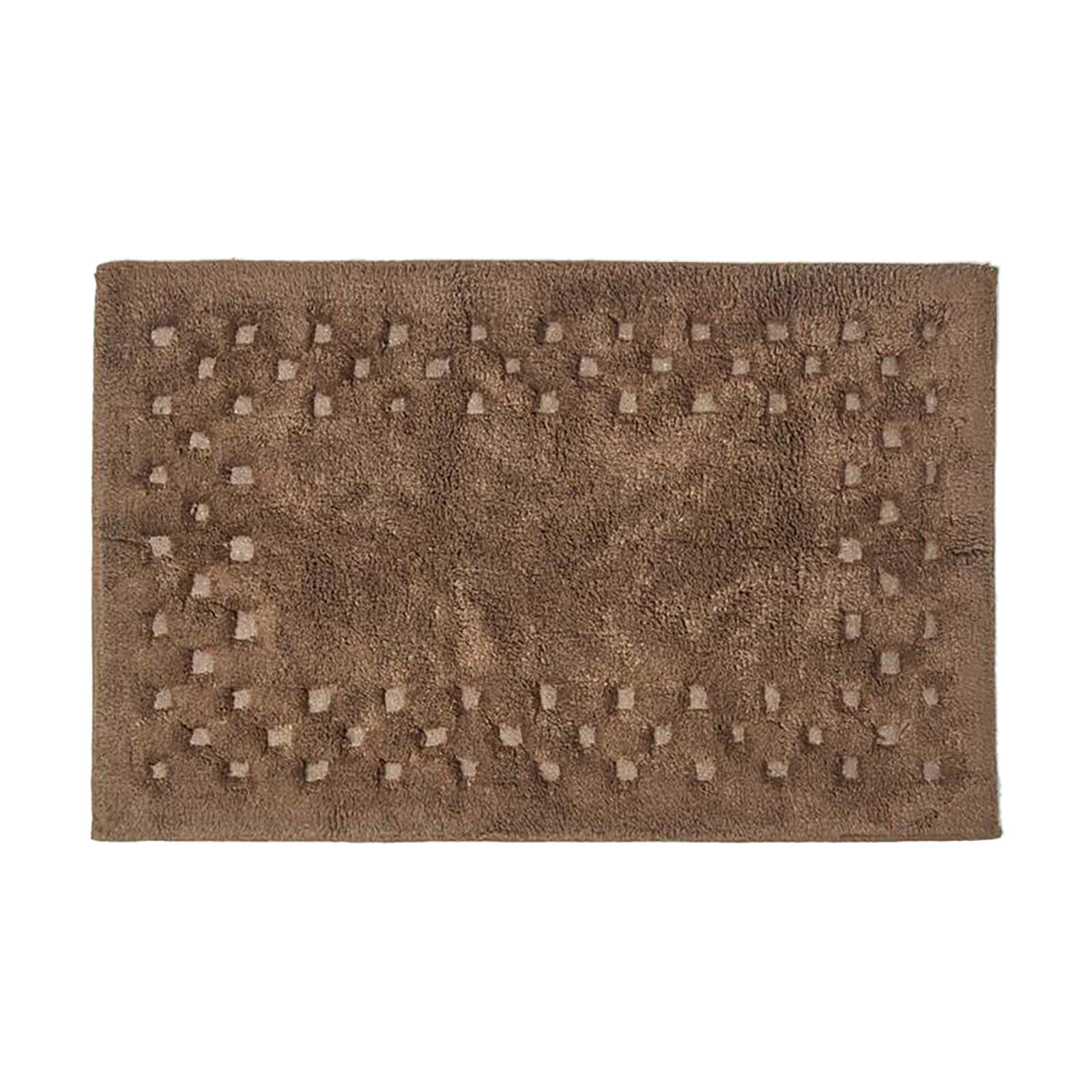 BADEMATTE 45/75 cm Karo-Bordüre, Baumwolle - Braun, Textil (45/75cm) - Homescapes