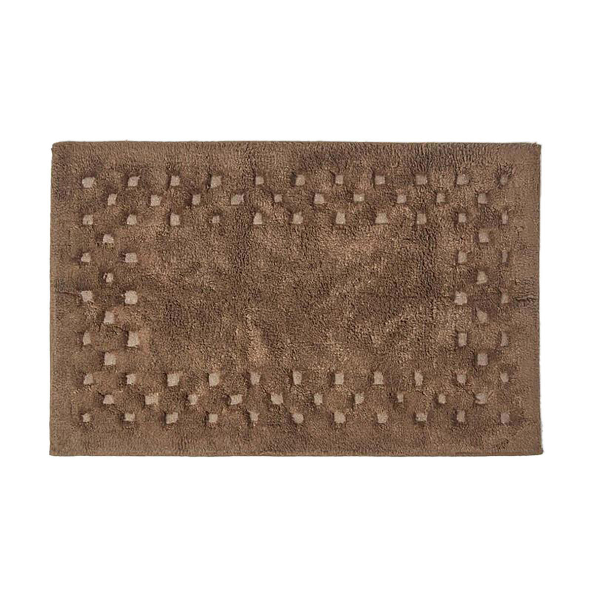 BADEMATTE 45/75 cm Karo-Bordüre, Baumwolle - Braun, Textil (45/75cm) - Homescapes