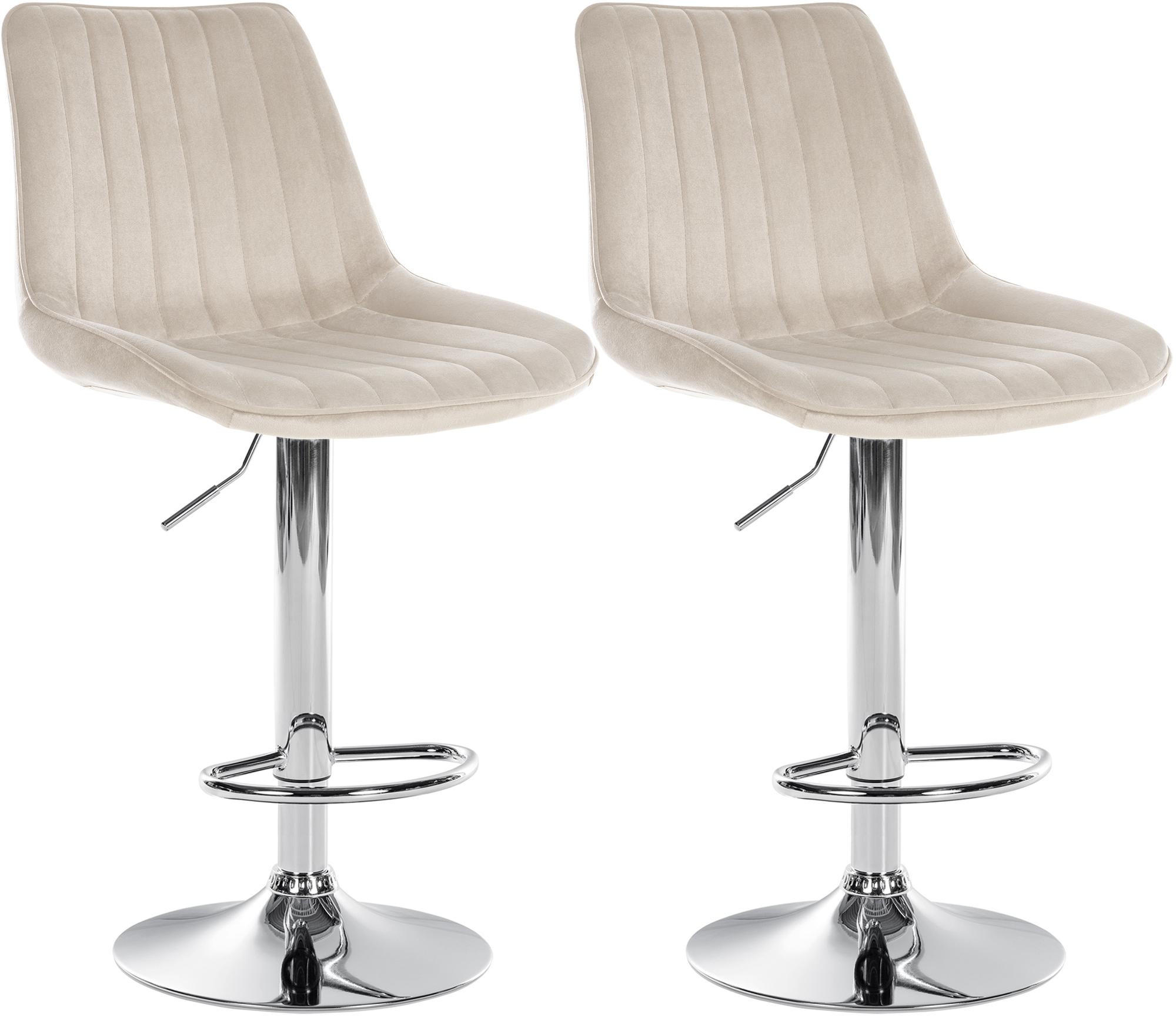 BARHOCKER 2er Set Samt Creme - Creme, Textil/Metall (49.5/91/50cm) - CLP