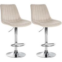 BARHOCKER 2er Set Samt Creme - Creme, Textil/Metall (49.5/91/50cm) - CLP