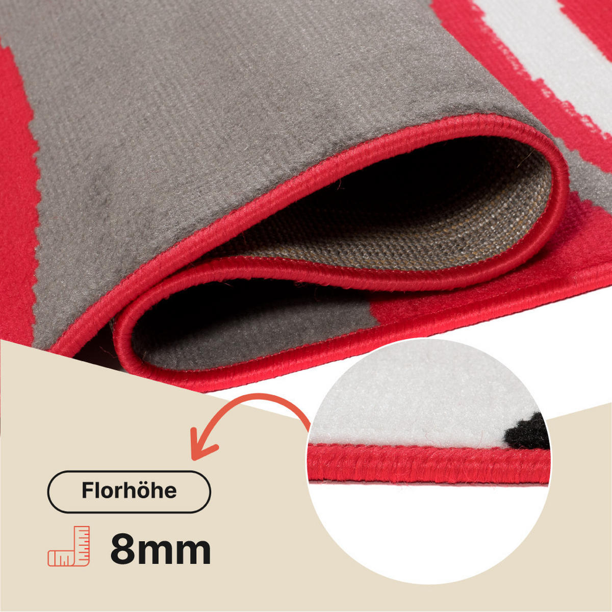 TEPPICH MAYA Rot Geometrisch Kreise Vierecke 200/200 cm - Rot, Textil (200/200cm) - Tapiso