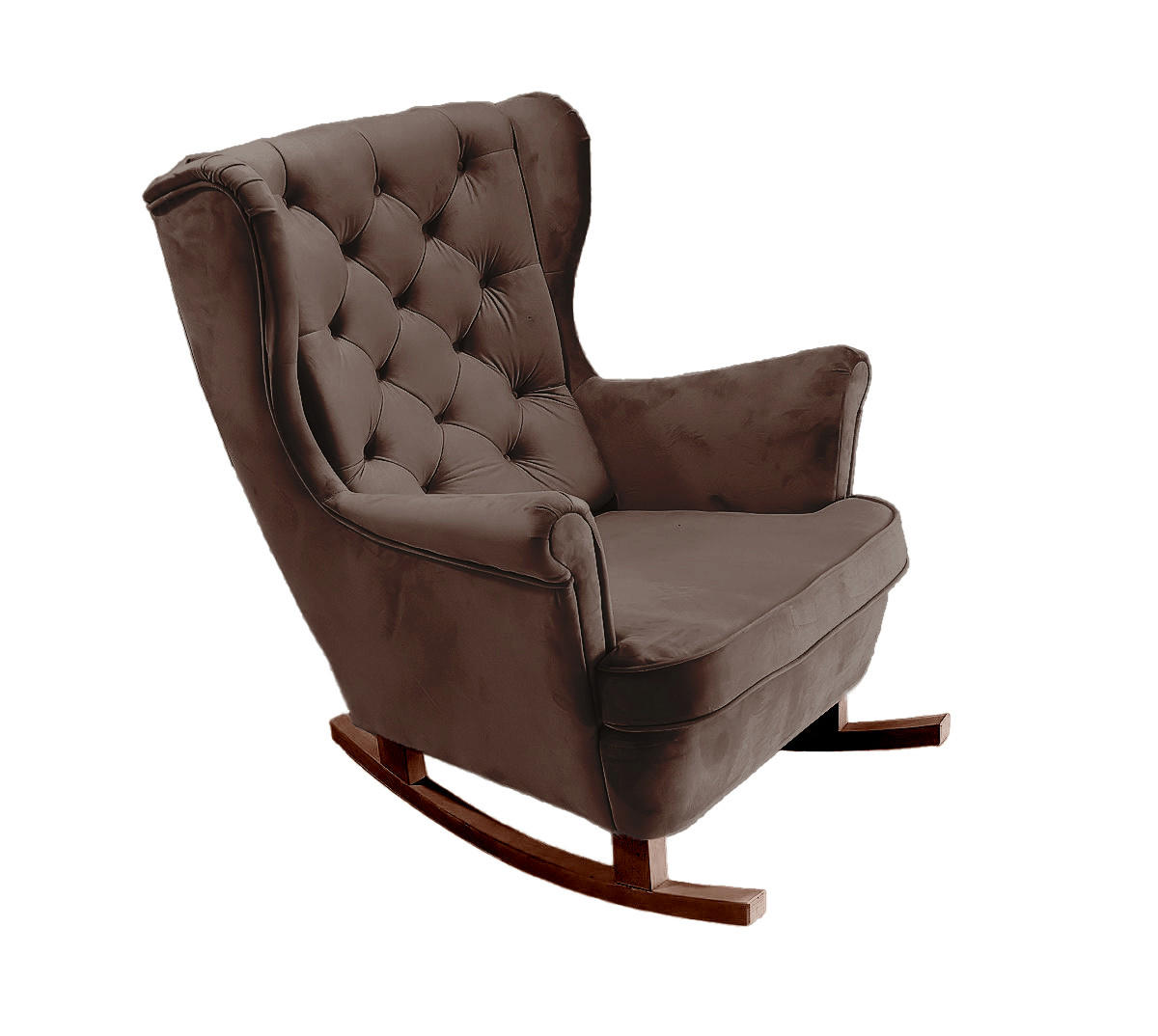 SCHAUKELSESSEL mit gepolstertem Sitz und Armlehnen, 102x81x95 cm, Braun_29815 - Dunkelbraun/Braun, Holz/Textil (81/102/95cm) - DomoHome