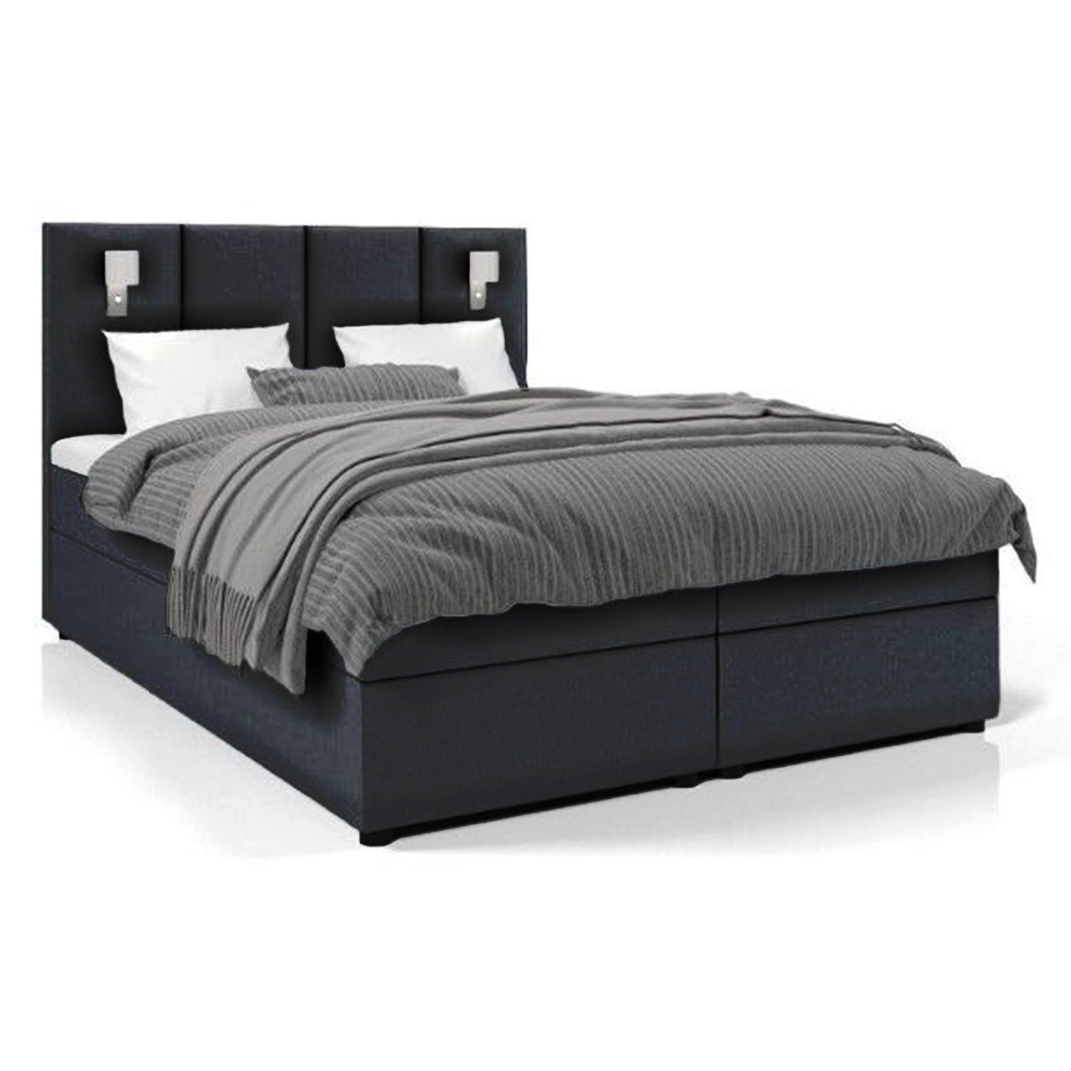 BOXBETT Parma Bonellfederkern inkl. 7-Zonen Topper T-30 mit Bettkasten - Schwarz, Holz/Holzwerkstoff (160/200cm) - Best For Home