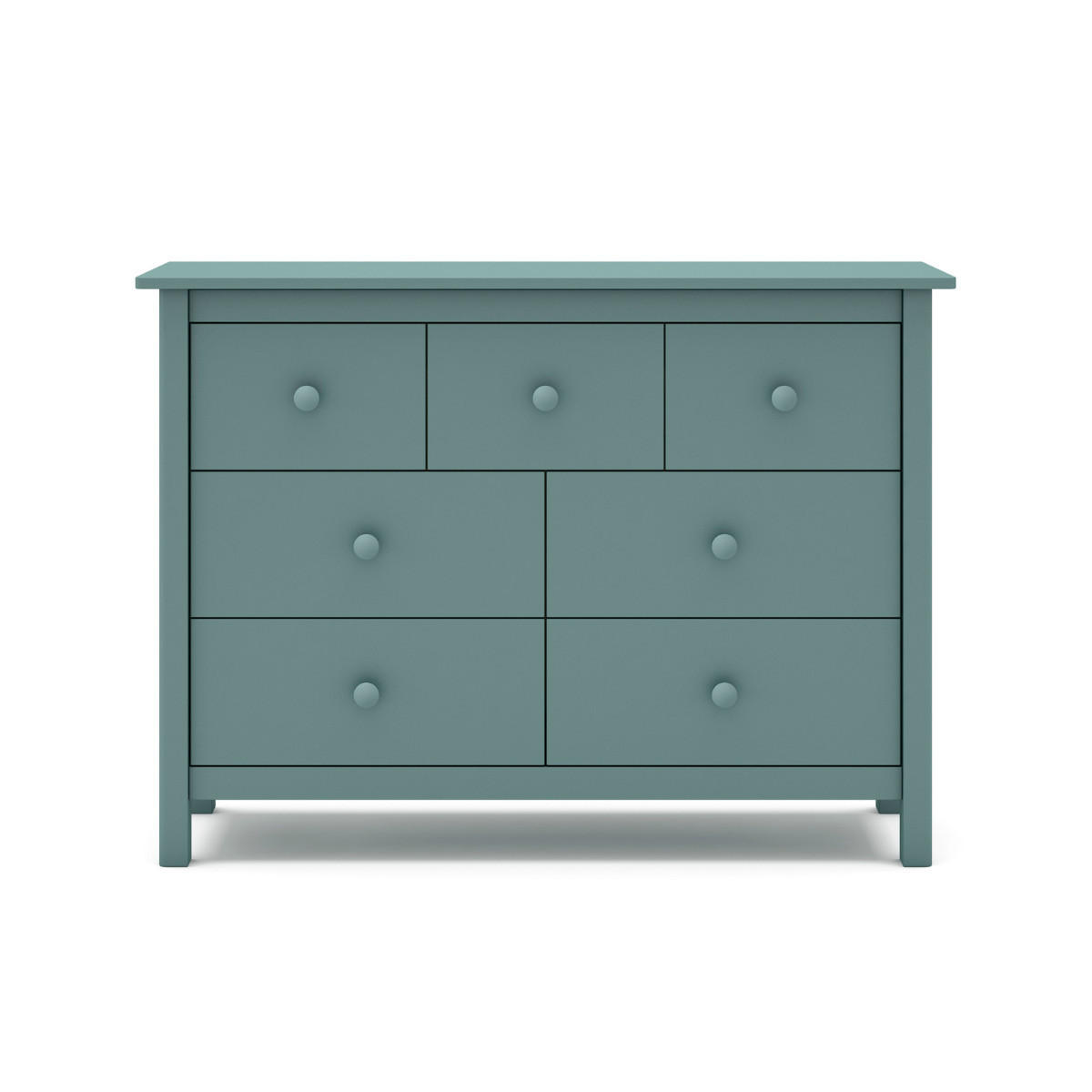 KOMMODE 4 + 3 Schubladen Dekor petrolgrün lackiert L110 cm 40/110/80 cm - Grün, Holz (40/80/110cm) - Calicosy