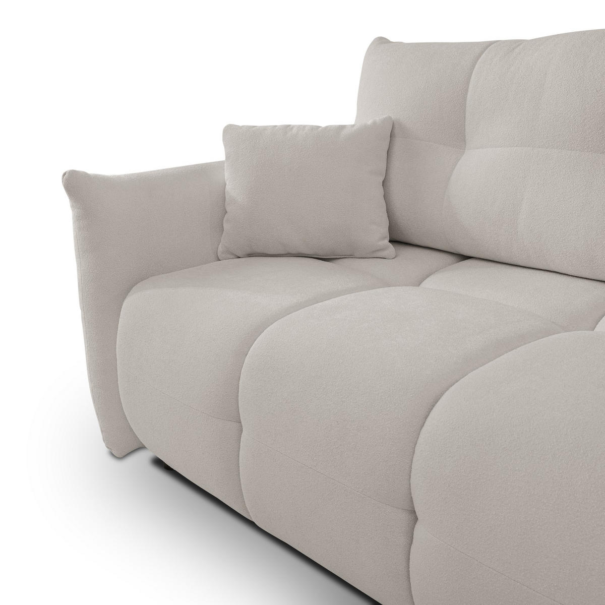 ECKSOFA MODA S Hellgrau Geflochtener Stoff mit Schlaffunktion - Hellgrau, Holz (257/177cm) - MASSENO