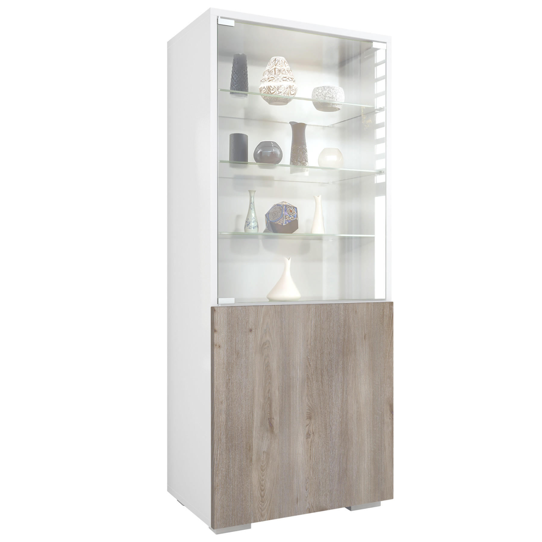 Vladon Vitrine Silbereichen 50x122.5x34.5 cm