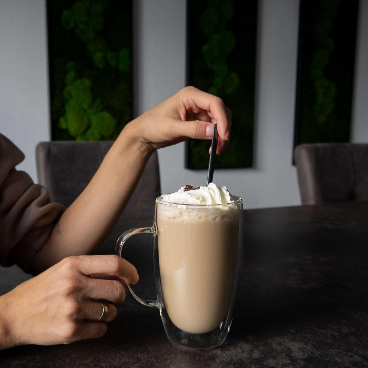 LATTE MACCHIATO LÖFFEL 22 cm Länge (6er Set) - Schwarz, Metall - Intirilife