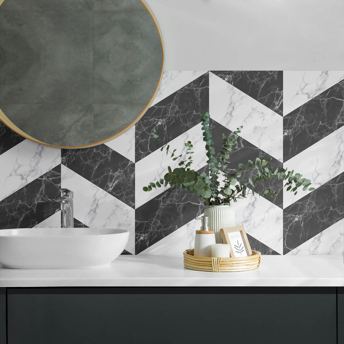 WANDPANEEL 120x60 cm selbstklebend Marelia - Graphitfarben, Kunststoff (60/1.6/120cm) - Wallfluent