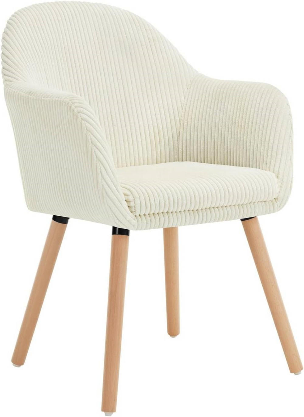 ESSZIMMERSTUHL Polsterstuhl, Cord, Holzbeine, Creme - Eichefarben/Creme, Holz/Kunststoff (55.5/83.5/56.5cm) - Woltu