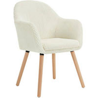 ESSZIMMERSTUHL Polsterstuhl, Cord, Holzbeine, Creme - Eichefarben/Creme, Holz/Kunststoff (55.5/83.5/56.5cm) - Woltu