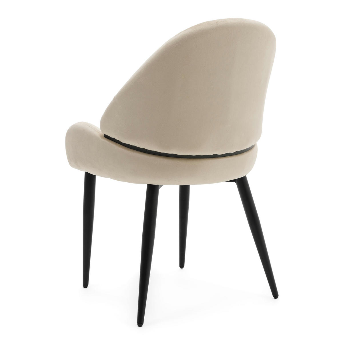 STUHL BERGAMO gepolsterter mit Steppung - beige - Samt Velour - Beige/Schwarz, Textil/Metall (56/91/61cm) - NEW HOME