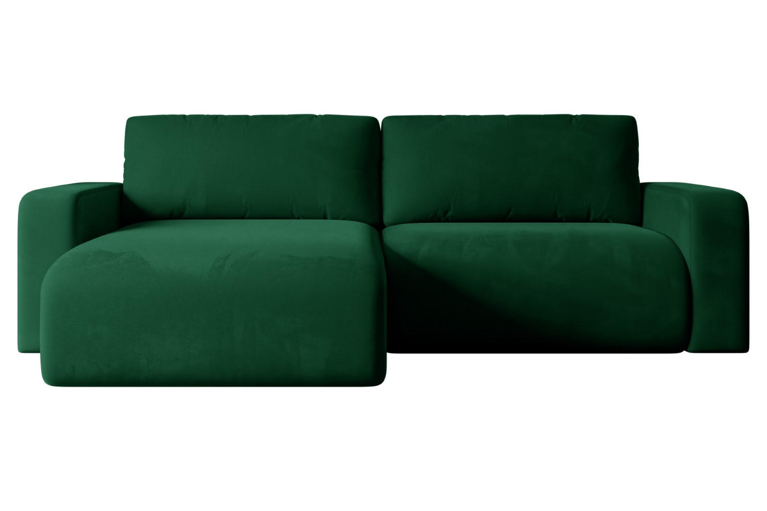 ECKSOFA mit Schlaffunktion und Bettkasten KLEEA-L - 247x143x83 cm Grün Velours - Schwarz/Grün, Holzwerkstoff/Kunststoff (247/143cm) - ALTDECOR