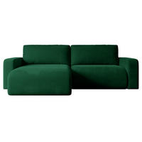 ECKSOFA mit Schlaffunktion und Bettkasten KLEEA-L - 247x143x83 cm Grün Velours - Schwarz/Grün, Holzwerkstoff/Kunststoff (247/143cm) - ALTDECOR