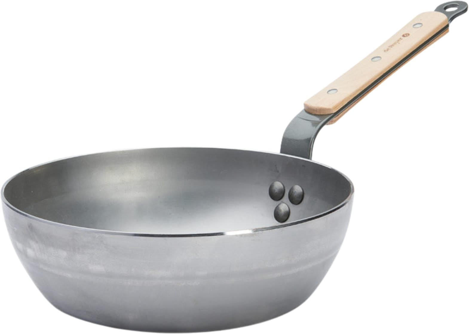KASSEROLLE Bratpfanne Mineral B Holz - ø 24 cm / 2.5 Liter - ohne Antihaftbeschichtung - Silberfarben, Metall (24cm) - De Buyer
