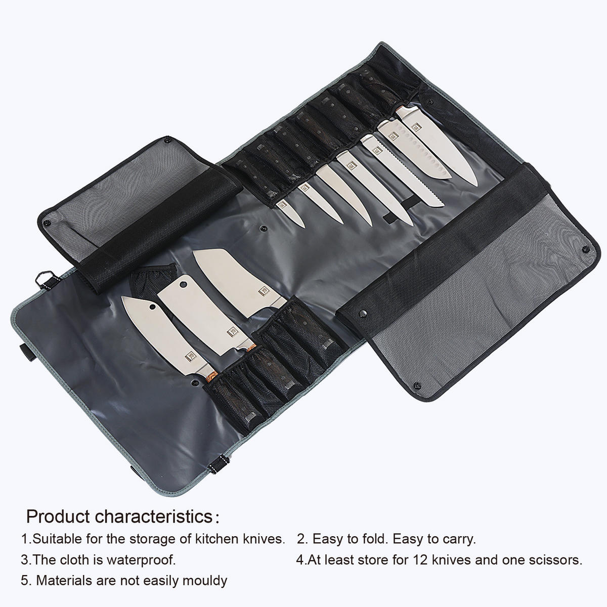 MESSERTASCHE GRAU 13 FÄCHER - Grau, Kunststoff (94/1/47cm) - Zayiko