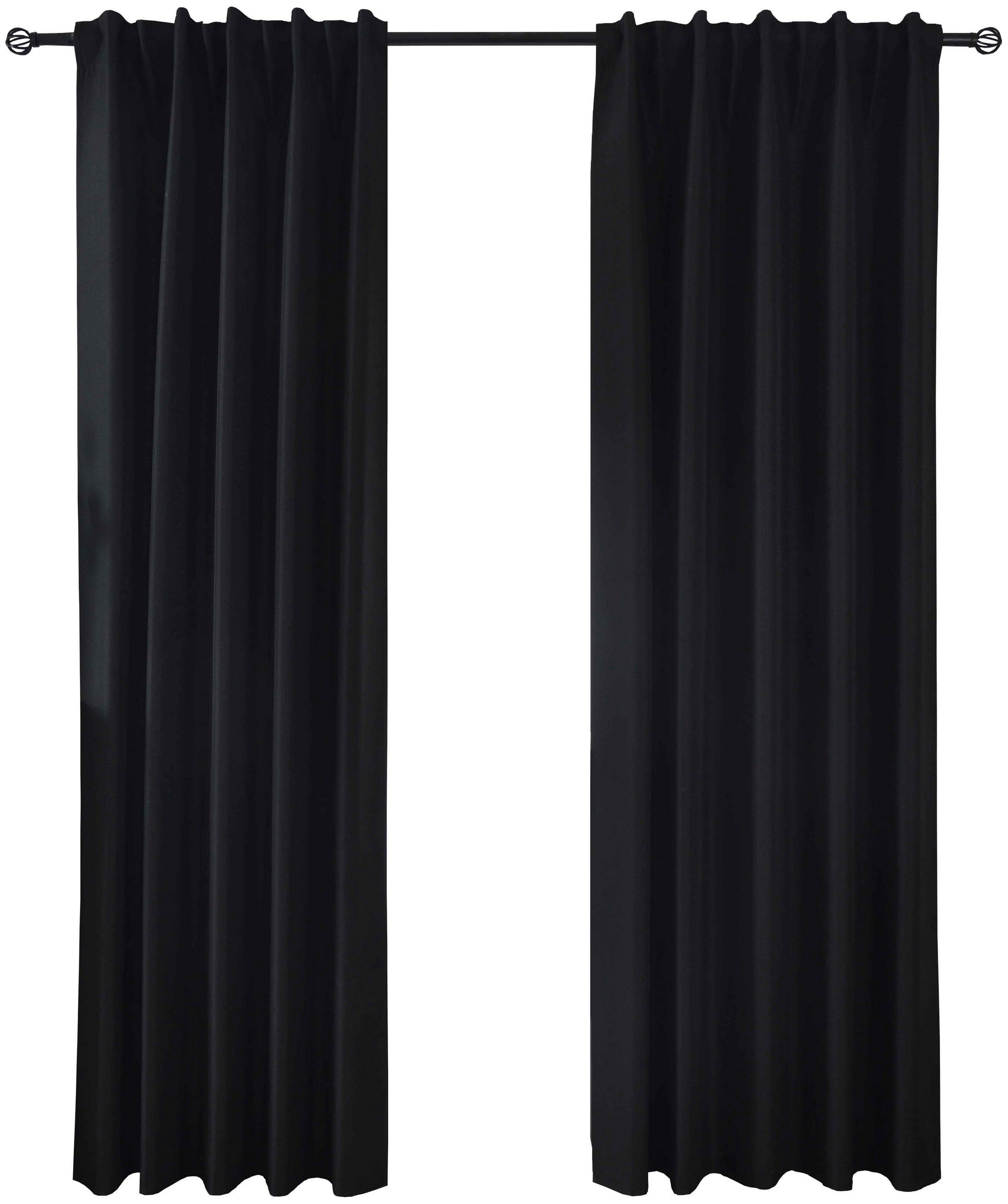 VORHANG 2ER SET BOSTON DARK HxB 245x140 cm Schwarz - Schwarz, Textil (140/245cm) - Gardinenbox