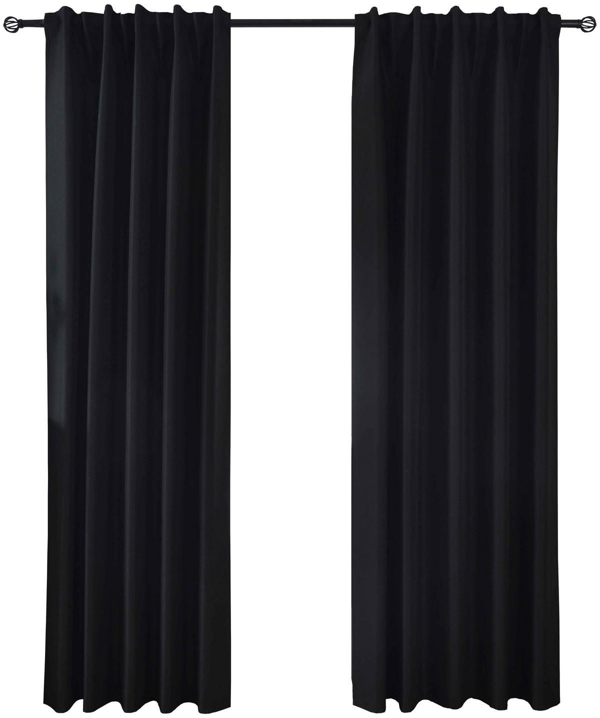 VORHANG 2ER SET BOSTON DARK HxB 245x140 cm Schwarz - Schwarz, Textil (140/245cm) - Gardinenbox