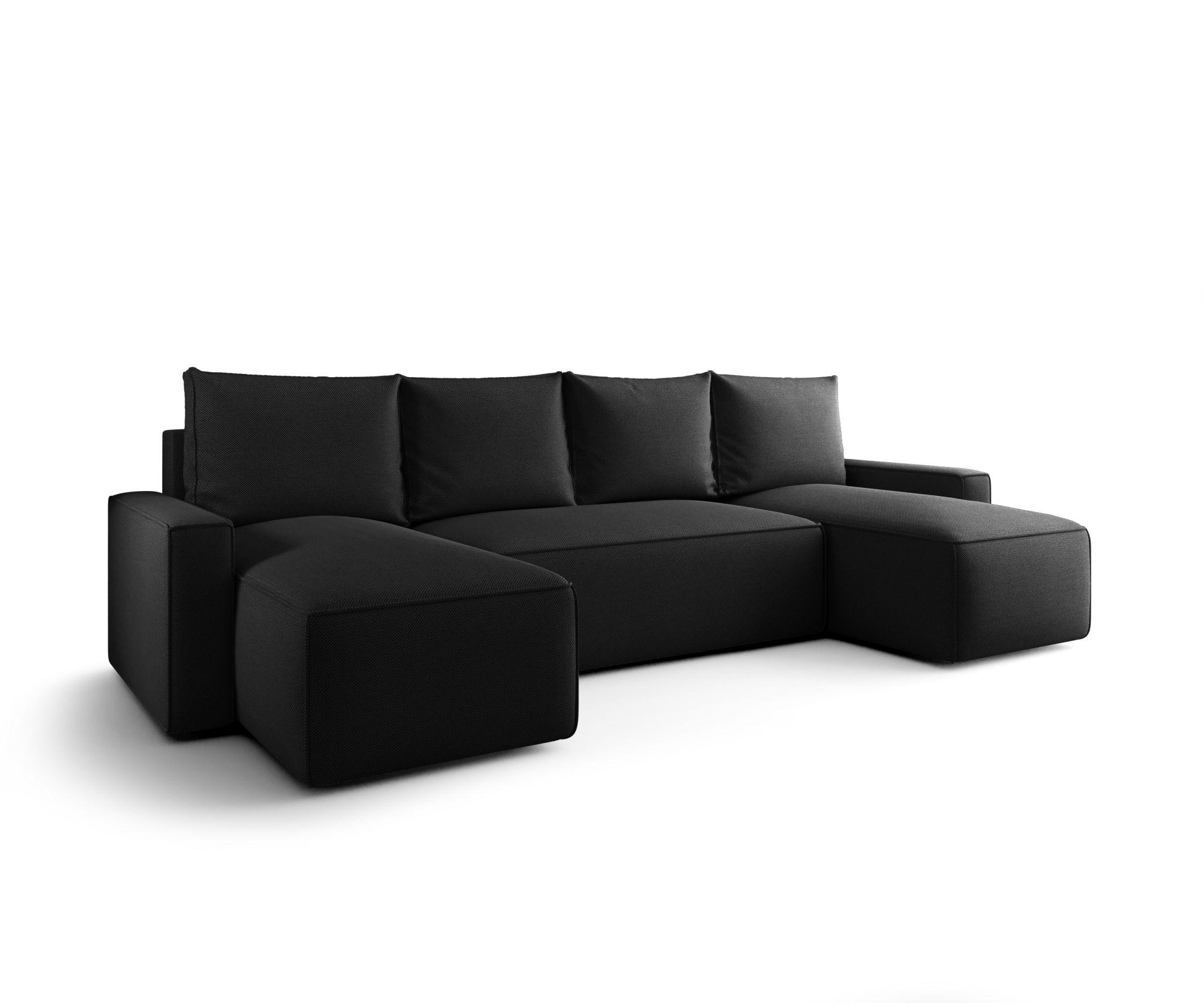 WOHNLANDSCHAFT mit Schlaffunktion SAVIO U Curio 99 - Schwarz, Textil (300/75/140cm) - Bedante